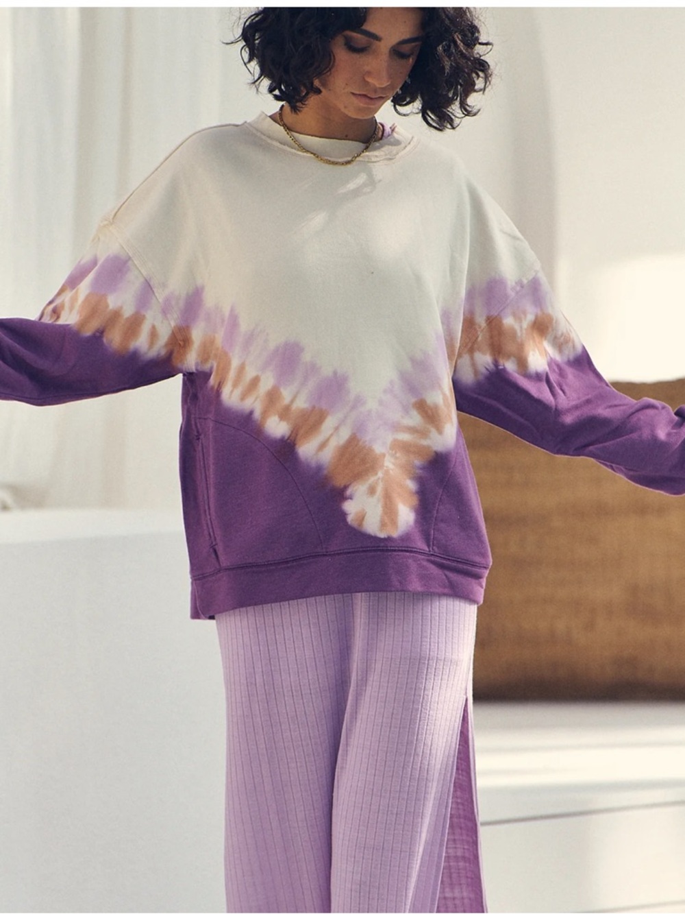 Free People FP MOVEMENT Metti Ombre Crewneck Sweatshirt Chamoix Combo Medium